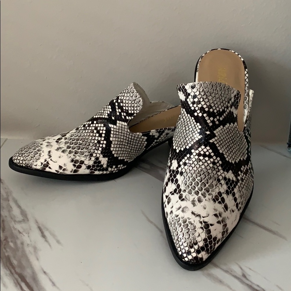 Snakeskin mules